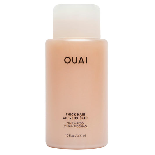OUAI Thick Shampoo - Moisturizing Shampoo with Keratin, Marshmallow Root, Shea Butter, Avocado Oil for Thick Hair - Strengthens & Hydrates Strands - Paraben, Phthalate & Sulfate Free (10 Fl Oz) - NutriGlobal