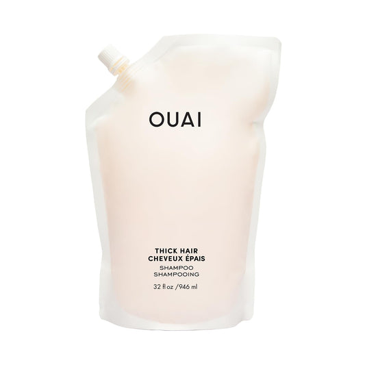 OUAI Thick Shampoo Refill - Moisturizing Shampoo with Keratin, Marshmallow Root, Shea Butter & Avocado Oil for Thick Hair - Strengthens & Hydrates - Paraben, Phthalate & Sulfate Free (32 Fl Oz) - NutriGlobal