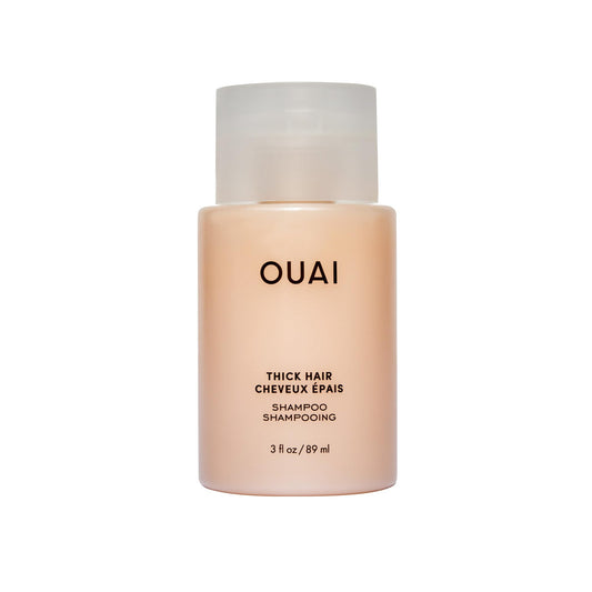 OUAI Thick Shampoo Travel Size - Moisturizing Shampoo with Keratin, Marshmallow Root, Shea Butter, Avocado Oil for Thick Hair - Strengthens & Hydrates - Paraben & Sulfate Free (3 Fl Oz) - NutriGlobal