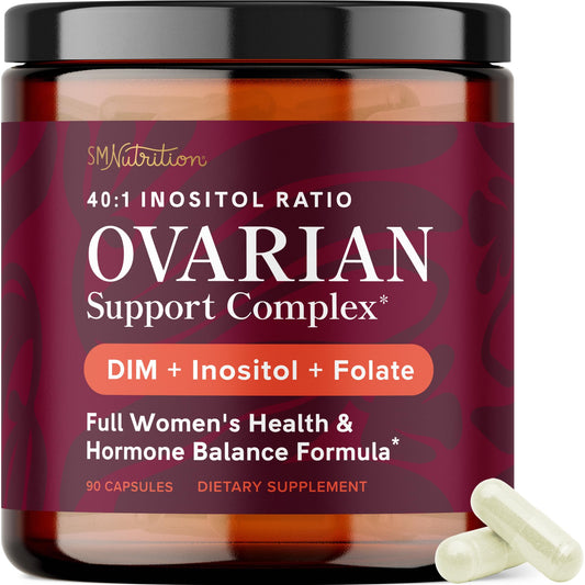 Ovarian Support for Hormone Balance for Women | Healthy Ovulation, Menstrual Cycle & Reproductive Health Support | DIM Supplement with Myo-Inositol & D-Chiro Inositol & Folate Complex | 30 Day Supply - NutriGlobal