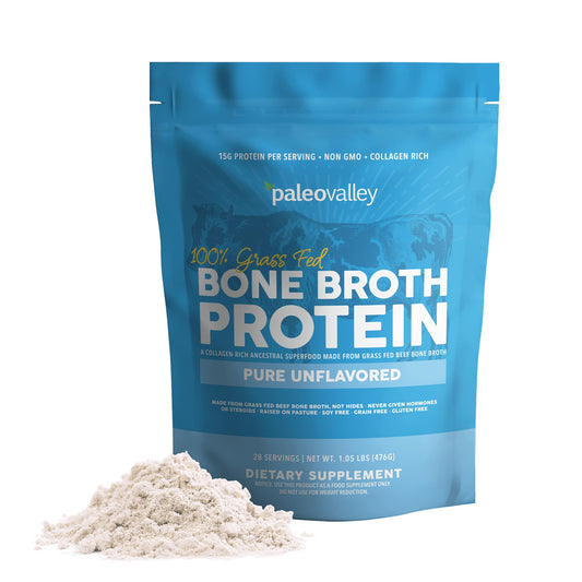 Paleovalley 100% Grass Fed Beef Bone Broth Protein Powder - Rich in Collagen Peptides - NutriGlobal