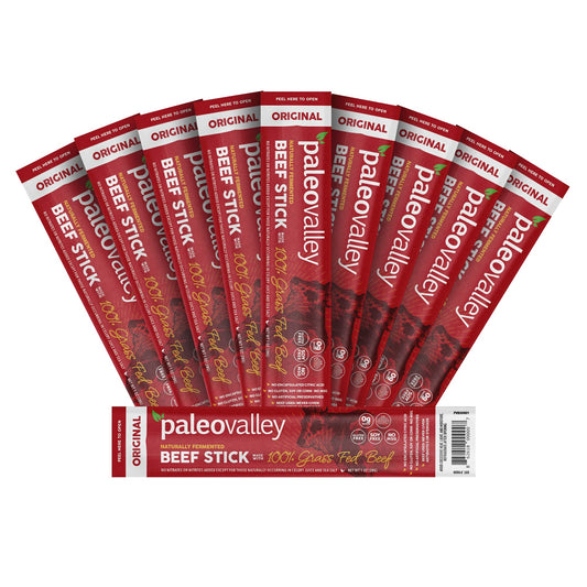 Paleovalley 100% Grass Fed Original Beef Sticks - Delicious Gluten Free Beef Snack - High Protein Keto Friendly - NutriGlobal