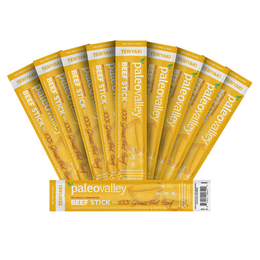 Paleovalley 100% Grass Fed Teriyaki Beef Sticks - Delicious Gluten Free Beef Snack - High Protein Keto Friendly - NutriGlobal