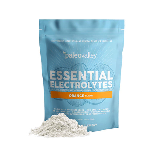 Paleovalley Essential Electrolytes Powder - Full Spectrum Orange Electrolyte Powder for Hydration, Energy and Muscle Recovery - No Sugar Added - 30 Servings - NutriGlobal