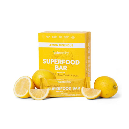 Paleovalley Superfood Bars – Lemon Meringue– 10 Pack – 9g Protein per Bar – Gluten-Free, Grain-Free, Paleo, Non-GMO – On-the-Go Snack - NutriGlobal