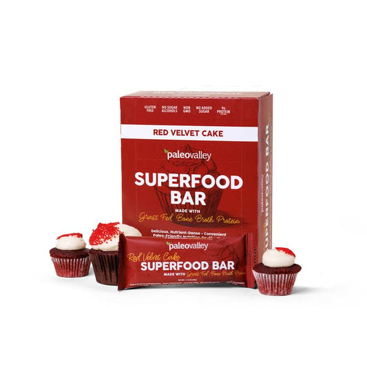 Paleovalley Superfood Bars – Red Velvet– 10 Pack – 9g Protein per Bar – Gluten-Free, Grain-Free, Paleo, Non-GMO – On-the-Go Snack - NutriGlobal