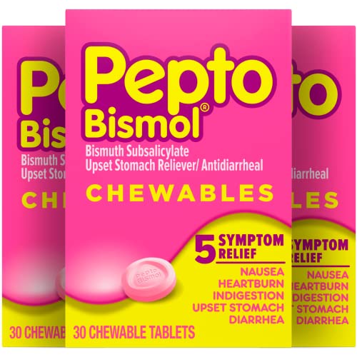 Pepto Bismol Chewable Tablets for Nausea, Heartburn, Indigestion, Upset - NutriGlobal