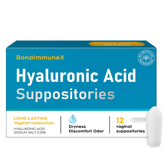 Peralpow Hyaluronic Acid Vaginal Suppositories 10 mg for Women | Vaginal Moisturizer for Dryness, Itching & Irritation | Menopause & Intimate Care with Coconut Fatty Acids | Estrogen Free, 12 Count - NutriGlobal