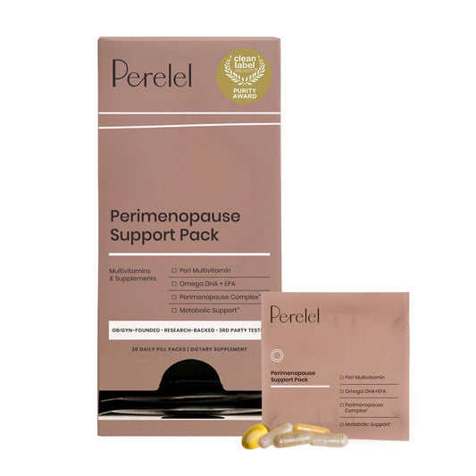 Perelel Peri Support Pack, Perimenopause Vitamins for Women, for Womens Nutrition Support & Overall Wellness, Soy & Gluten Free, Non GMO, 30 Daily Pill Packs - NutriGlobal