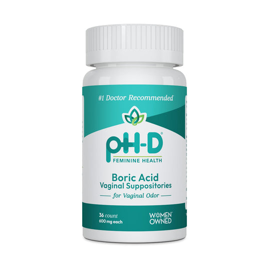pH-D Feminine Health Support - 600 mg Boric Acid Suppositories - Woman Owned - for Vaginal Odor Use - 36 Count - NutriGlobal
