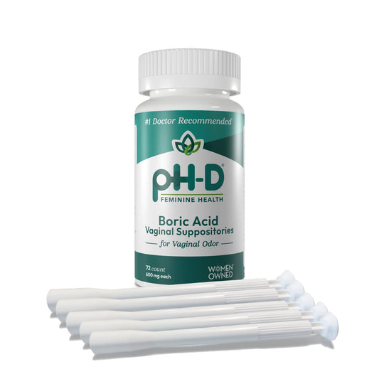 pH-D Feminine Health Support - Boric Acid Starter Bundle - pH-D Boric Acid Vaginal Suppositories 72 Count and 5 Vaginal Suppository Applicators - NutriGlobal