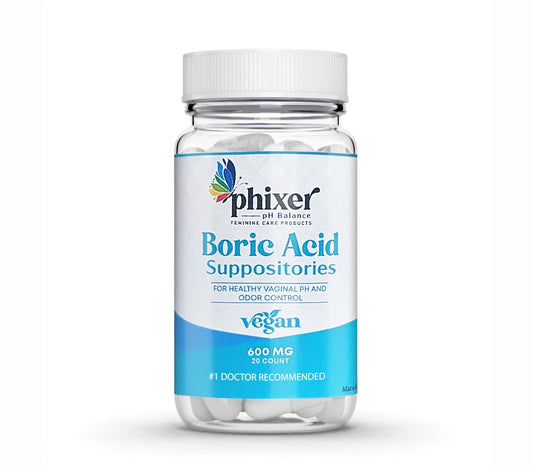 Phixer pH Balance - Vaginal Boric Acid Suppositories for Women - 20 Suppositories 600MG Each for Chronic Yeast Infections and Vaginal Odor - Vaginal Use Only - Made in USA - NutriGlobal