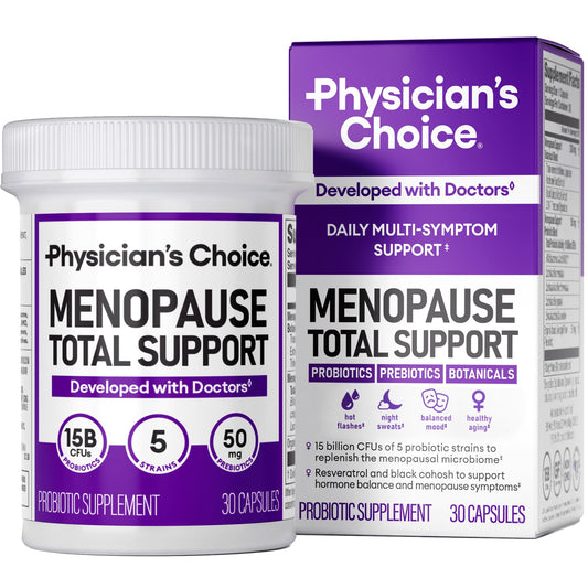Physician's CHOICE Menopause Probiotic Supplement for Women - Supports Hormone Balance, Hot Flashes, Night Sweats, Weight Management, Bloating & Gut Health - with Black Cohosh, Resveratrol+ - 30ct - NutriGlobal
