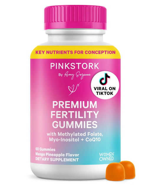 Pink Stork Premium Fertility Gummies | Fertility Supplements for Women with CoQ10, Myo-Inositol + Prenatal Vitamins | Conception Support | Hormone Balance for Women, Ovarian Care - 60 Gummies - NutriGlobal
