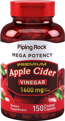 Piping Rock Apple Cider Vinegar Pills | 1600mg | 150 Caplet Capsules | High Potency - NutriGlobal