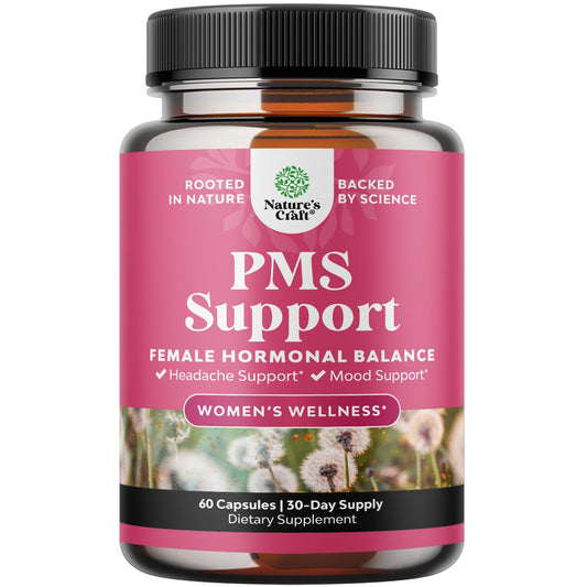 PMS Support Supplement for Women – Hormone Balance for Women & Menstrual Discomfort with DIM, Chasteberry, Black Cohosh & Ashwagandha - for Period Cramps Ease, Menopause Bloating, Mood Swing – 60 Ct - NutriGlobal