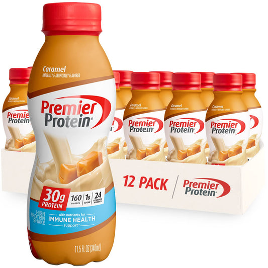 Premier Liquid Protein Shake, Caramel, 30g Protein, 1g Sugar, 24 Vitamins & Minerals - NutriGlobal