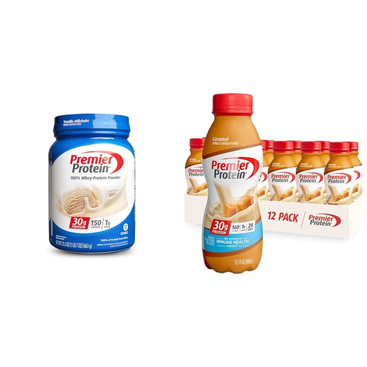 Premier Protein Powder & Premier Liquid Protein Shake, Caramel, 30g Protein, 1g Sugar - NutriGlobal