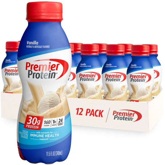 Premier Protein Shake Bottle, Vanilla, Liquid, Powder, keto, 30g Protein, 1g Sugar - NutriGlobal