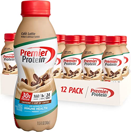 Premier Protein Shake, Café Latte Liquid, 30g Protein, 1g Sugar, 24 Vitamins & Minerals - NutriGlobal