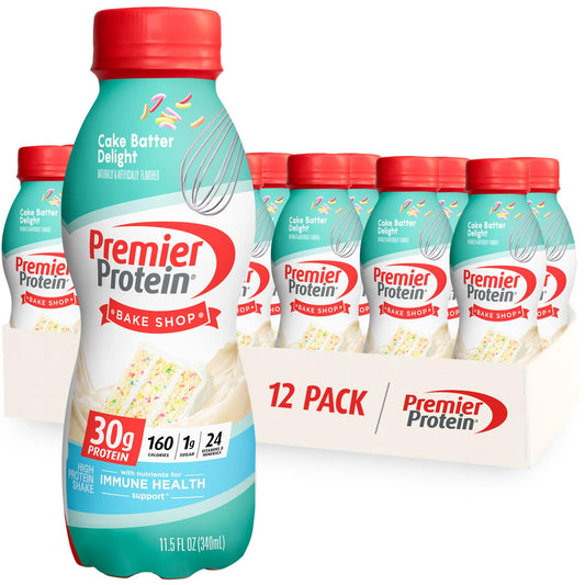 Premier Protein Shake, Cake Batter, 30g Protein, 1g Sugar, 24 Vitamins & Minerals - NutriGlobal
