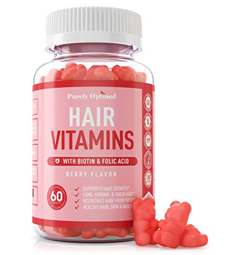 Premium Hair Vitamins Supplement-Gummy Vitamins w/Biotin, Folic Acid, Vitamins A&D - NutriGlobal