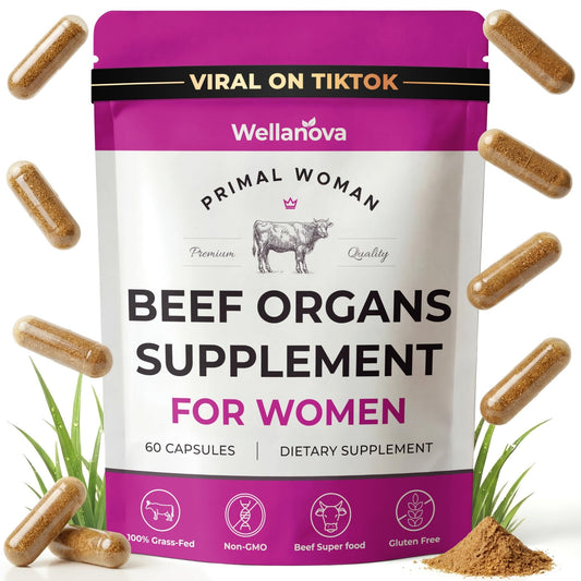 Primal Beef Organ Supplement for Women, Grass-Fed Ancestral Superfood Supplement with Uterus & Liver for Hormone Balance & Queen Energy - 60 Day Supply - NutriGlobal