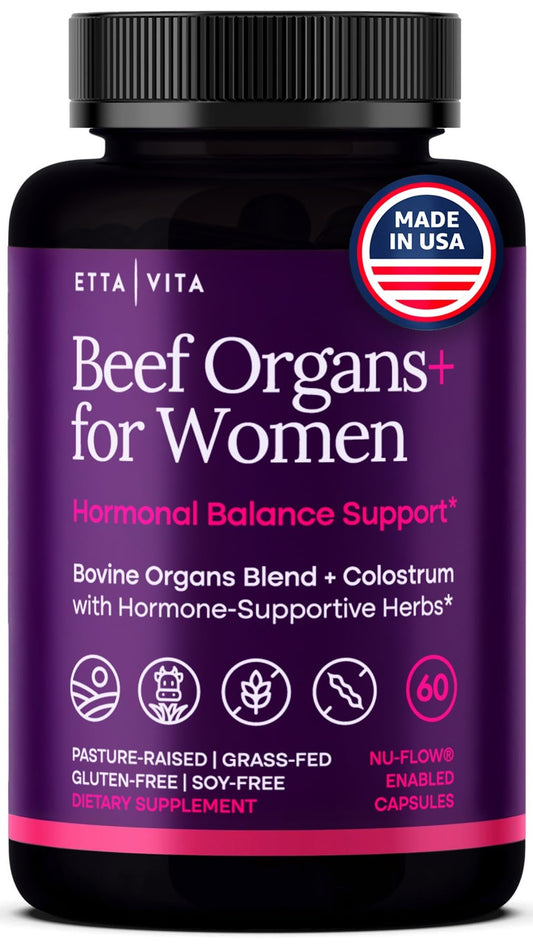 Primal Beef Organ Supplement for Women (Made in USA) Boosted w Shatavari, Maca, Ashwagandha, and Chasteberry - Grass Fed Uterus, Ovary, Liver, Kidney, Heart Bone Matrix - NutriGlobal