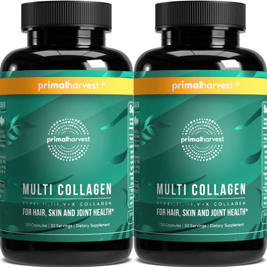 Primal Harvest 2 Pack, Multi Collagen Pills for Women and Men (Type I, II, III, V, X) - NutriGlobal