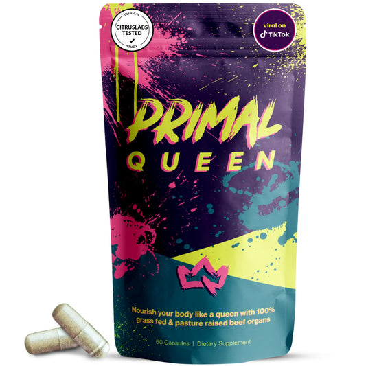 Primal Queen Female-Optimized Beef Organ Superfood Supplement (Beef Liver, Kidney, Heart, & 3 More) - 100% Grass Fed, Pasture Raised - 3rd Party & Clinically Tested - NutriGlobal