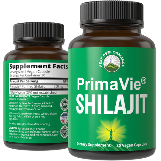 PrimaVie Purified Shilajit Capsules Made with Pure Shilajit Powder. Clinically Tested Natural Supplement with 40+ Trace Minerals, Fulvic Acid. Tablets Support Mitochondria + Brain Function - NutriGlobal