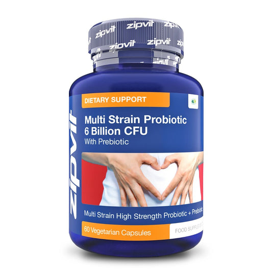 Probiotic 6 Billion Multi-Strain Live Bio Cultures Complex with Prebiotic, 60 Vegetarian - NutriGlobal
