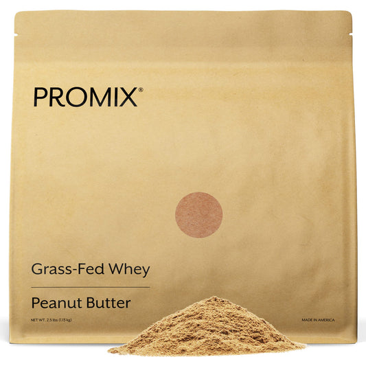 Promix Whey Protein Powder, Peanut Butter - 2.5lb Bulk - Grass-Fed & 100% All Natural - NutriGlobal