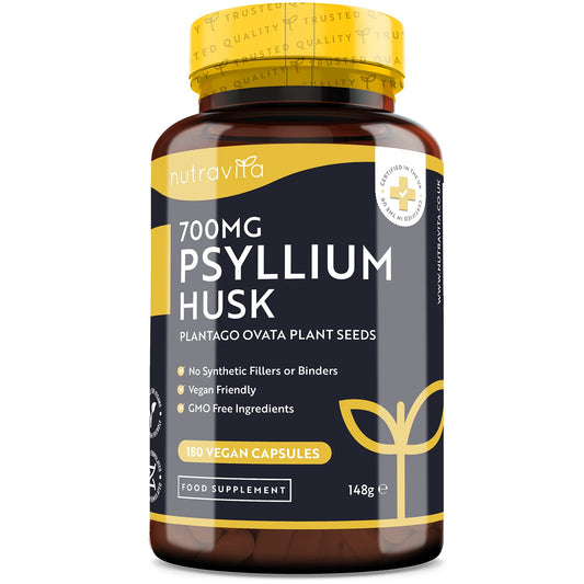 Psyllium Husks Fibre Supplement – 1400mg per Serving – Naturally High in Soluble Fibre - NutriGlobal