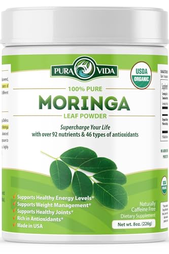 PURA VIDA MORINGA Moringa Powder Organic Single Origin - Premium 100% Leaf Powder - NutriGlobal