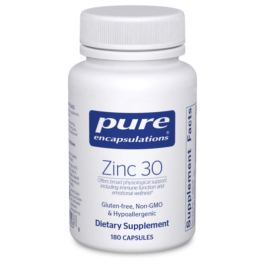 Pure Encapsulations Zinc 30 mg - Highly Absorbable - 180 Capsules - NutriGlobal