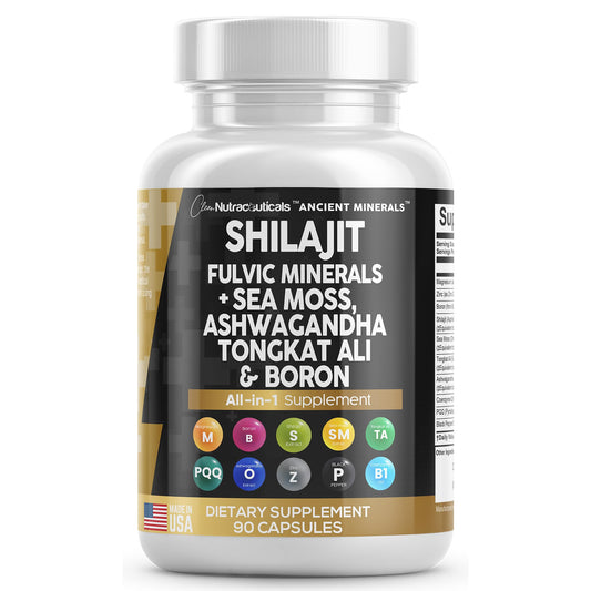 Pure Shilajit Supplement 10,000mg Himalayan w Sea Moss 6000mg - NutriGlobal
