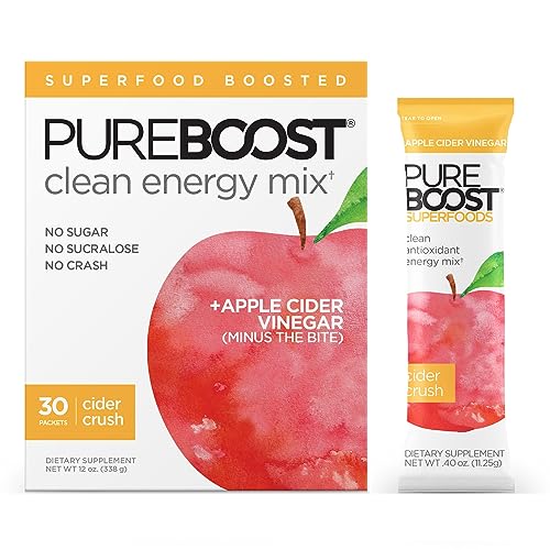Pureboost Apple Cider Vinegar Superfoods Clean Energy Drink Mix, Boosted with 1,000 mg - NutriGlobal