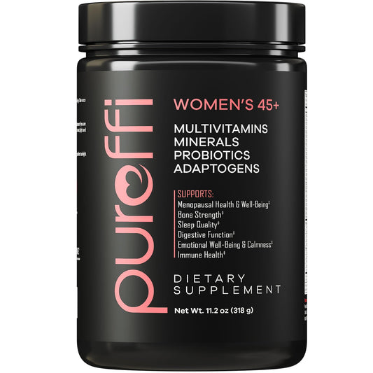 Pureffi Women’s 45+ All-in-One Multivitamin Powder, 33 Ingredients, Menopausal Well-Being Support, Probiotics for Digestive Support - NutriGlobal