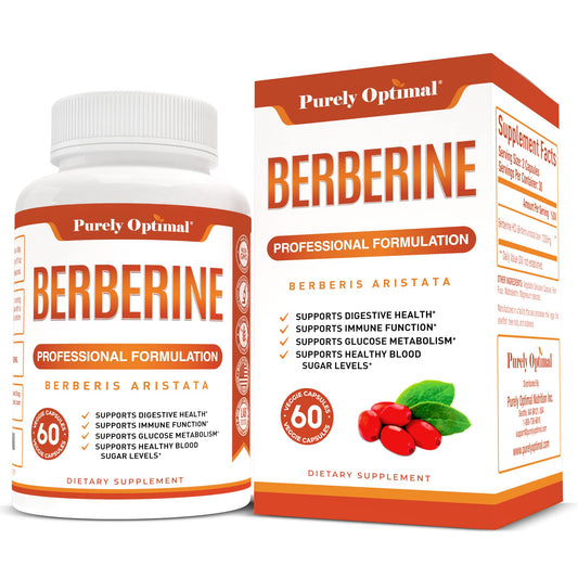 Purely Optimal Premium Berberine Supplement - 1200mg Berberine HCl, Non-GMO - NutriGlobal