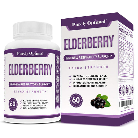 Purely Optimal Premium Black Elderberry Capsules - Sambucus Elderberry Pills for Adults - NutriGlobal