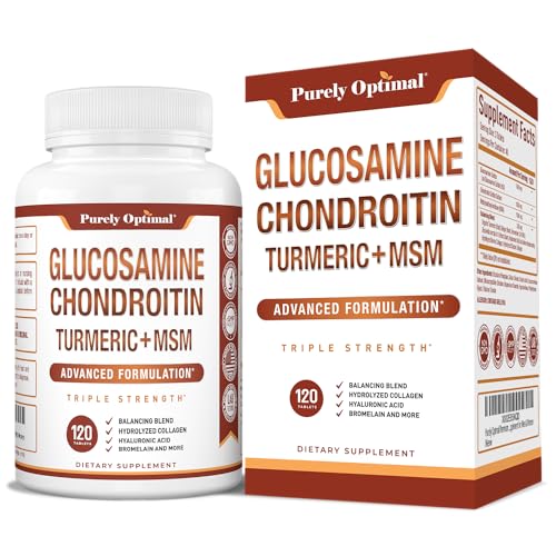 Purely Optimal Premium Glucosamine Chondroitin MSM Supplement Tablets w/Turmeric - NutriGlobal