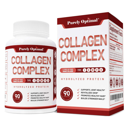 Purely Optimal Premium Multi Collagen Peptides Capsules (Types I, II, III, V, X) - Hair - NutriGlobal