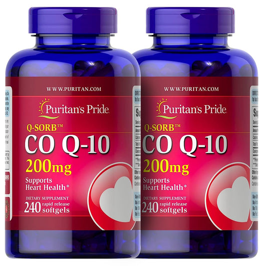 Puritan's Pride QSORB CoQ10 200 mg, Supports Heart Health (2 Pack of 240 softgels) - NutriGlobal