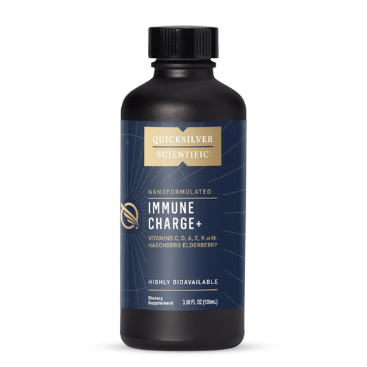 Quicksilver Scientific Immune Charge+ - Elderberry with 10,000 IU Vitamin D3, 25,000 Vitamin A, C, E, K1 & K2 for Immune Health & Lung Support (100ml) - NutriGlobal
