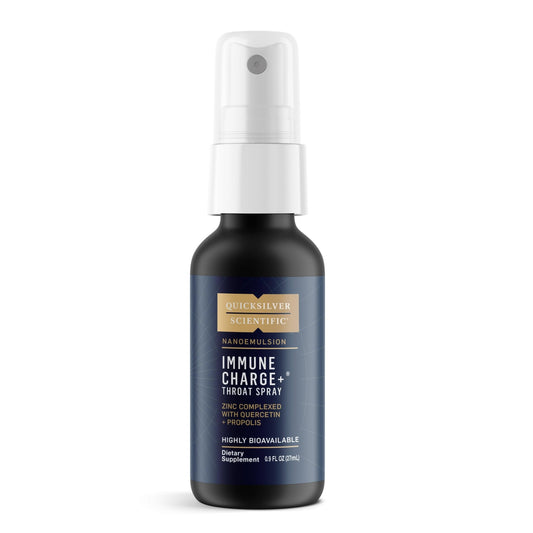 Quicksilver Scientific Immune Charge+ Zinc Throat Spray - Immune Support Liquid Supplement with Quercetin - 'Throat Coat' with Liposomal Absorption Technology (0.9 fl oz / 27ml) - NutriGlobal