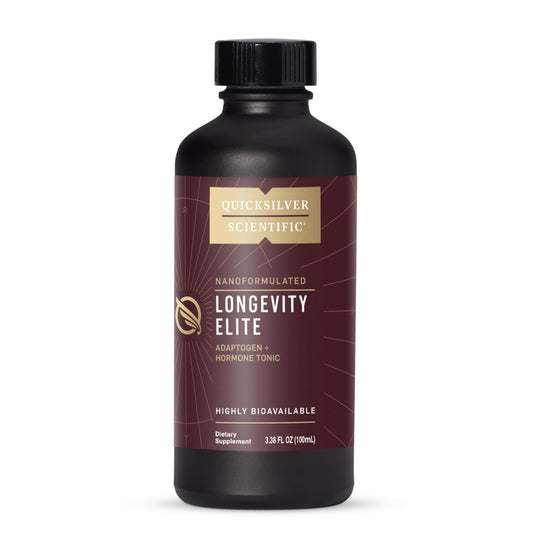 Quicksilver Scientific Longevity Elite - Liposomal Adaptogen + Pregnenolone Tonic - Herbal Supplements Designed for Age Optimization Support While Targeting AMPK, Sirtuins + Telomeres (100ml) - NutriGlobal