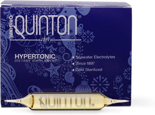 Quicksilver Scientific Original Quinton Hypertonic Solution - Sea Water Hydration - Liquid Minerals with Electrolytes for Muscle Recovery, Stamina+Mineral Replenishment (30 Single Serving Glass Vials) - NutriGlobal