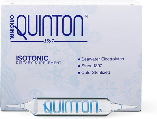 Quicksilver Scientific Original Quinton Isotonic Solution with Sea Water Minerals + Alpine Spring Water - Liquid Hydration, Electrolyte + Multi Minerals Supplement (30 Single Serving Vials) - NutriGlobal