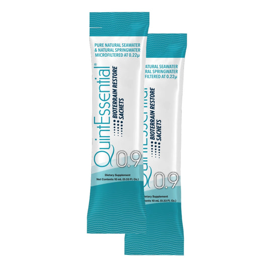 Quicksilver Scientific Quintessential 0.9 Sachets - Isotonic Solution with Sea Water Minerals + Alpine Spring - Liquid Hydration, Electrolyte + Multi Minerals Supplement (30 Count) - NutriGlobal